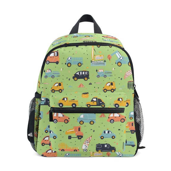 ALAZA Cartoon Cars on Green School Backpack Small Bookbag Mini Bags