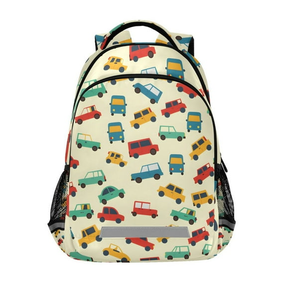 ALAZA Cartoon Carsblack and White Bicycle Sketch Pattern Trucks Backpack Elementary School Bag Bookbag Travel Rucksack