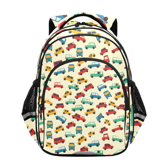ALAZA Cartoon Carsblack and White Bicycle Sketch Pattern Trucks School Backpack Elementary Bag Bookbag Travel Rucksack