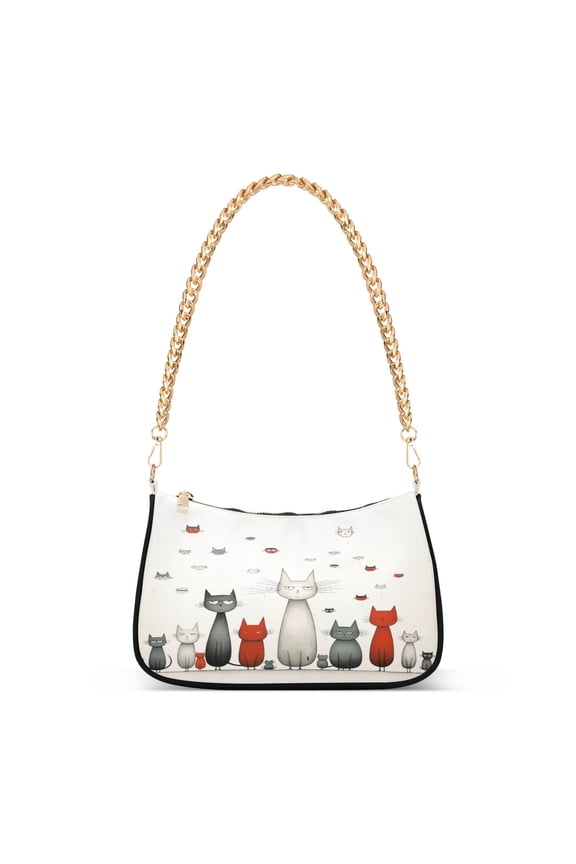 Cartoon Cat Women's Chain Shoulder Bag Hobo Handbag Tote Crossbody Purse