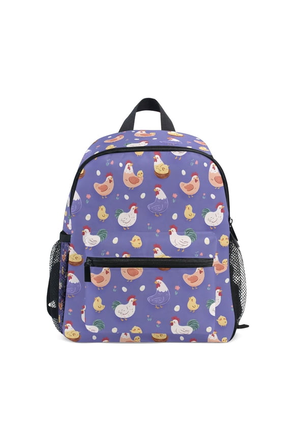 Cartoon Chickens Purple School Backpack Small Bookbag Mini Bags