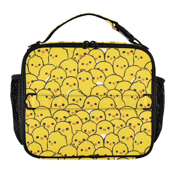 ALAZA Cartoon Chickens Yellow Lunch Box Insulated Lunch Bag Cooler Tote with Shoulder Strap