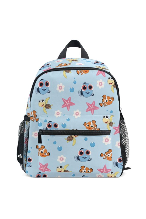 Cartoon Clownfish Starfish Pattern School Backpack Student Bookbag Mini Bag