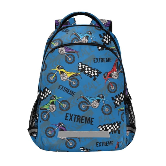 ALAZA Cartoon Cool Motocycle Backpack Elementary School Bag Bookbag Travel Rucksack