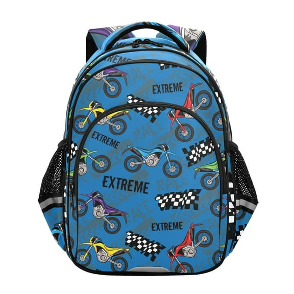 ALAZA Cartoon Cool Motocycle School Backpack Elementary Bag Bookbag Travel Rucksack
