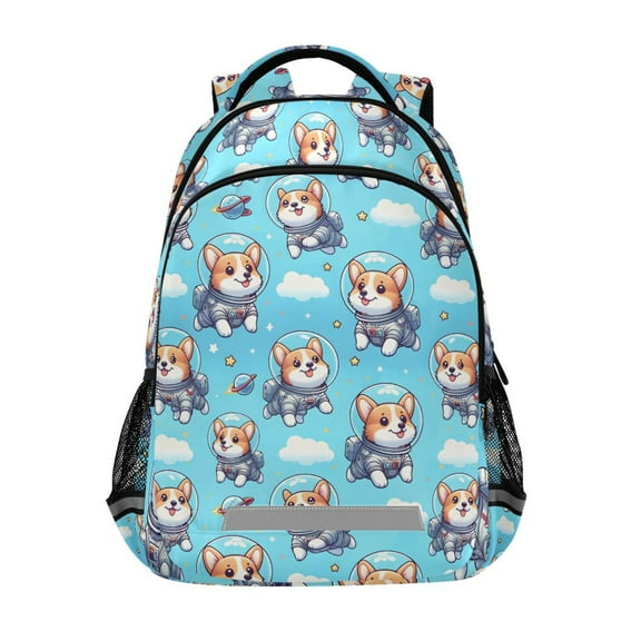 ALAZA Cartoon Corgi Dogs Space Backpack Elementary School Bag Bookbag Travel Rucksack