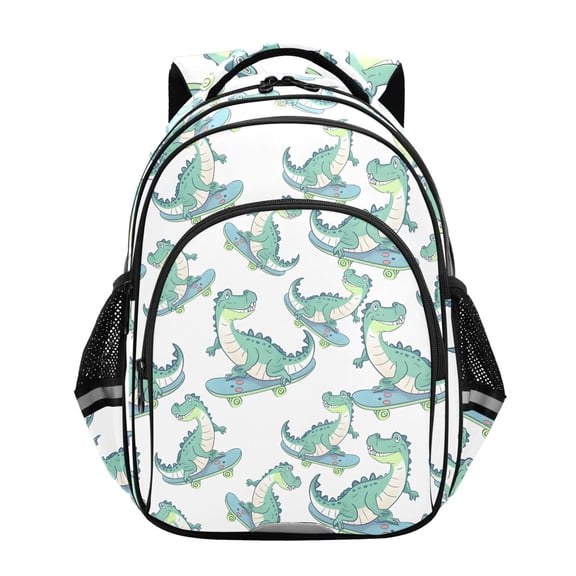 ALAZA Cartoon Crocodile Skating School Backpack Elementary Bag Bookbag Travel Rucksack
