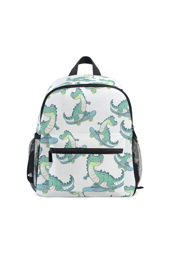Cartoon Crocodile Skating School Backpack Small Bookbag Mini Bags