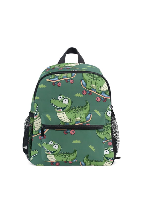 Cartoon Crocodile on Skateboard School Backpack Small Bookbag Mini Bags