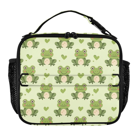 ALAZA Cartoon Cute Frog Lunch Box Insulated Lunch Bag Cooler Tote with Shoulder Strap