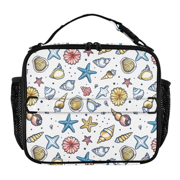 ALAZA Cartoon Cute Seashells Lunch Box Insulated Lunch Bag Cooler Tote with Shoulder Strap