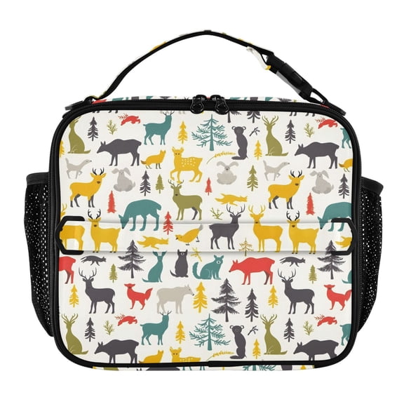 ALAZA Cartoon Deers Animals Lunch Box Insulated Lunch Bag Cooler Tote with Shoulder Strap