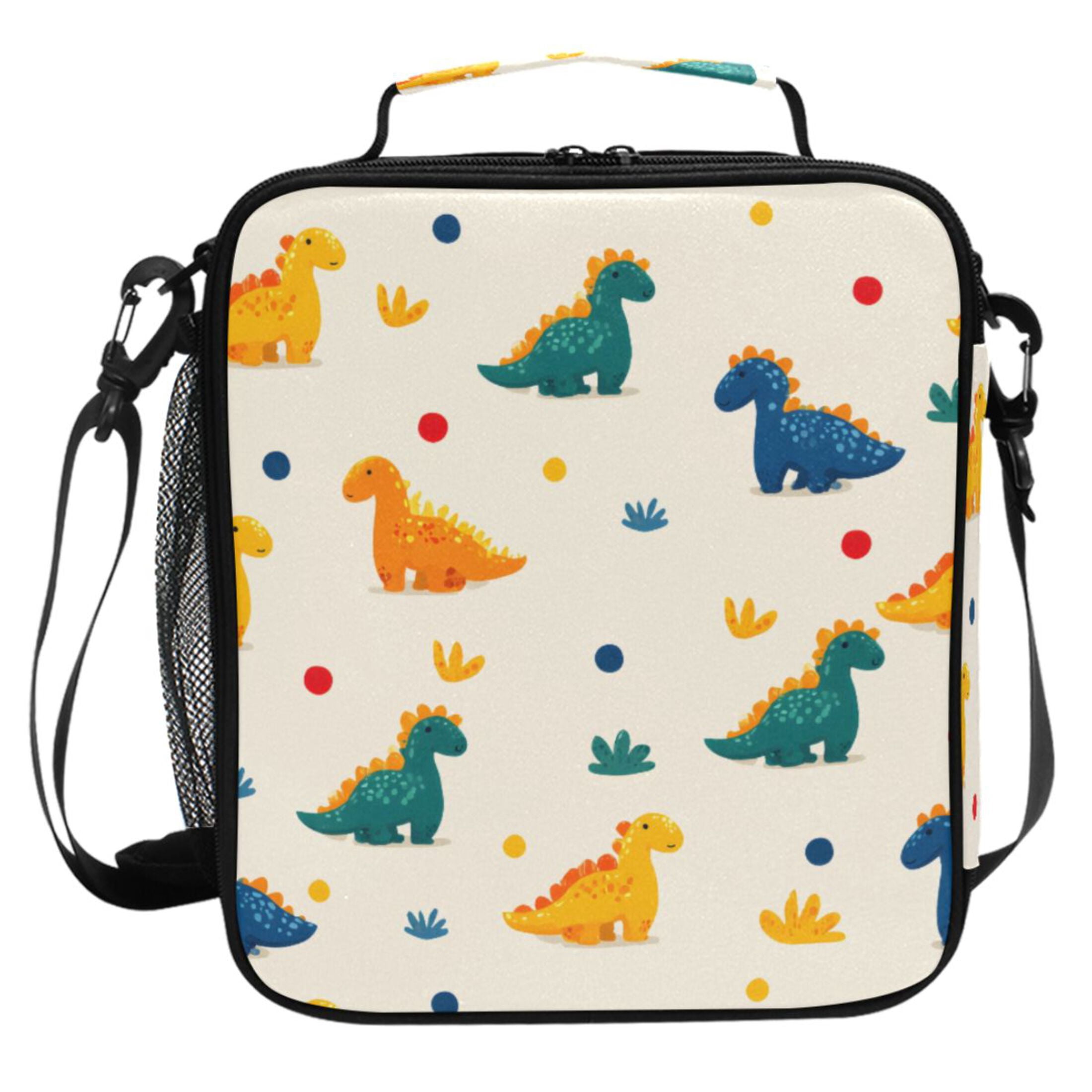 ALAZA Cartoon Dinosaur Dots Lunch Box Insulated Cooler Lunch Bag with ...