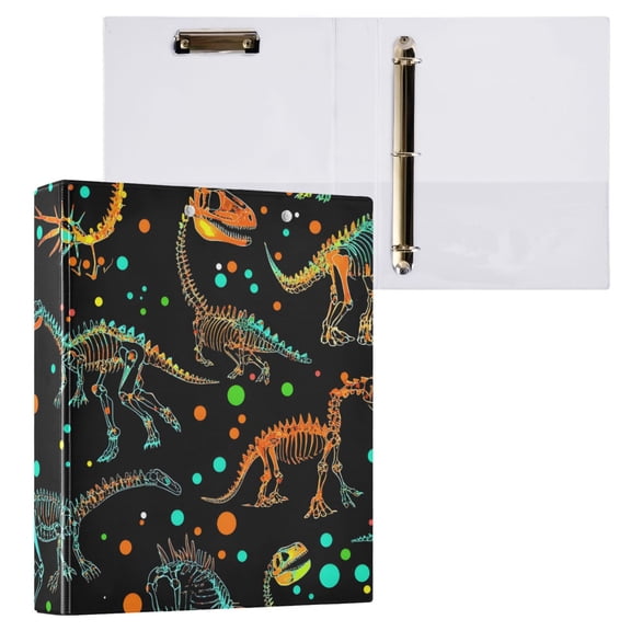 ALAZA Cartoon Dinosaur Hardcover 3 Ring Binder 1.5" Round Rings Interior Pockets Binders Organizer 1 Pack