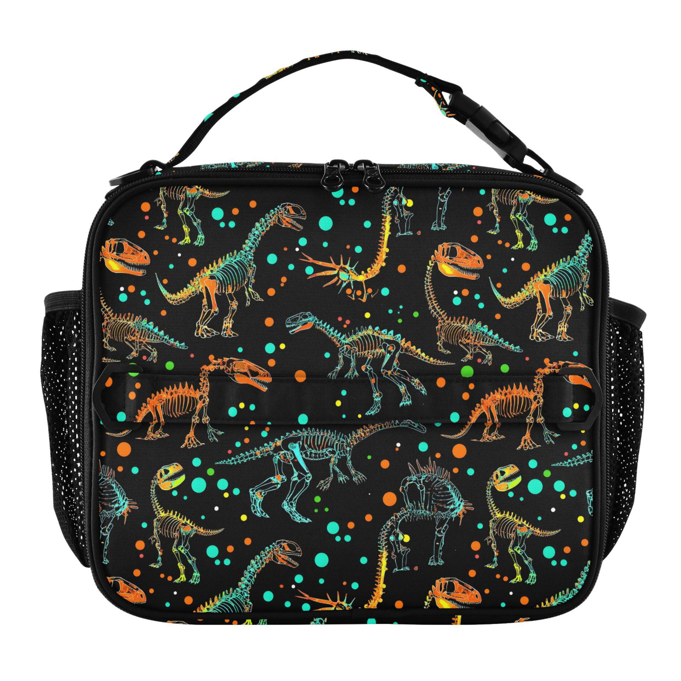 ALAZA Cartoon Dinosaur Lunch Box Insulated Lunch Bag Cooler Tote with Shoulder Strap