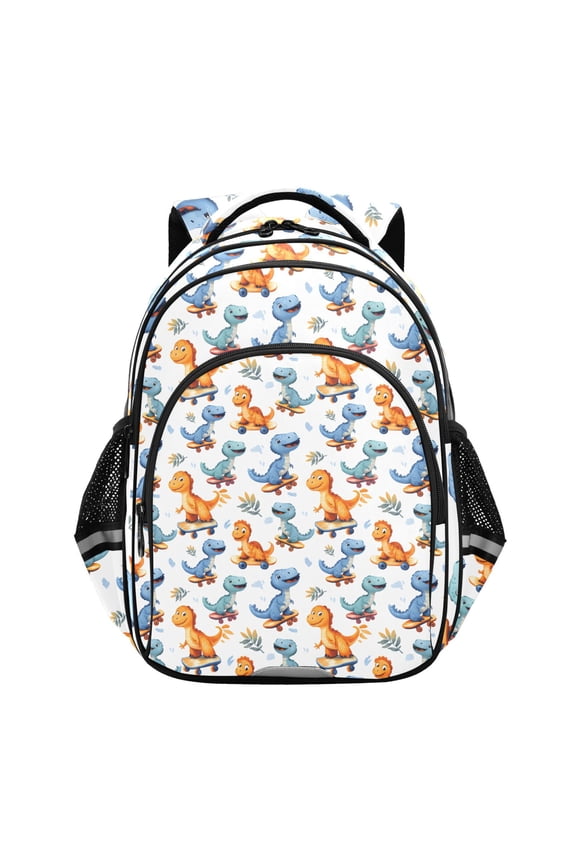 Cartoon Dinosaur Play Skateboard School Backpack Elementary Bag Bookbag Travel Rucksack