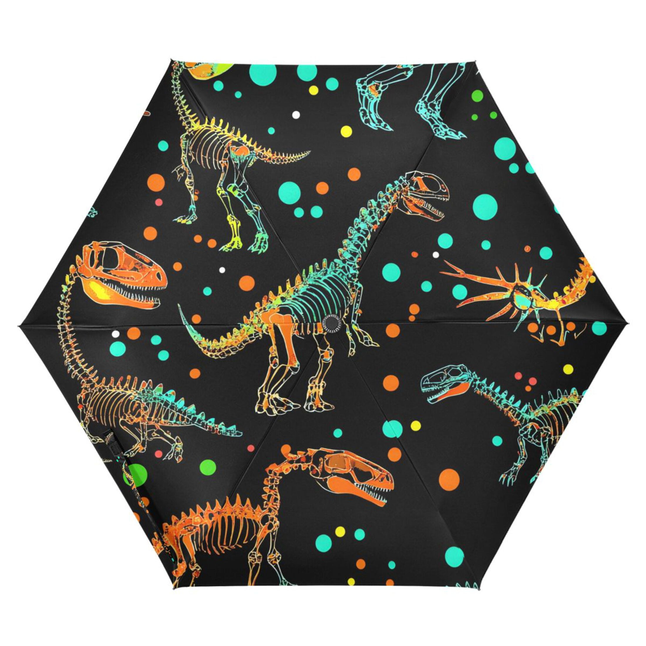 ALAZA Cartoon Dinosaur UPF 50+ Compact Folding Umbrella for Rain Travel Umbrella Packable
