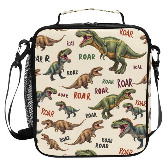 ALAZA Cartoon Dinosaur-d1 Lunch Box Insulated Cooler Lunch Bag with Shoulder Strap Meal Prep Tote