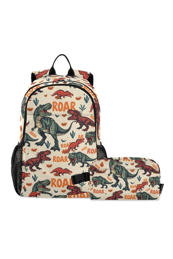 Cartoon Dinosaur-d5 School Backpack Lunch Box Set Student Bookbag