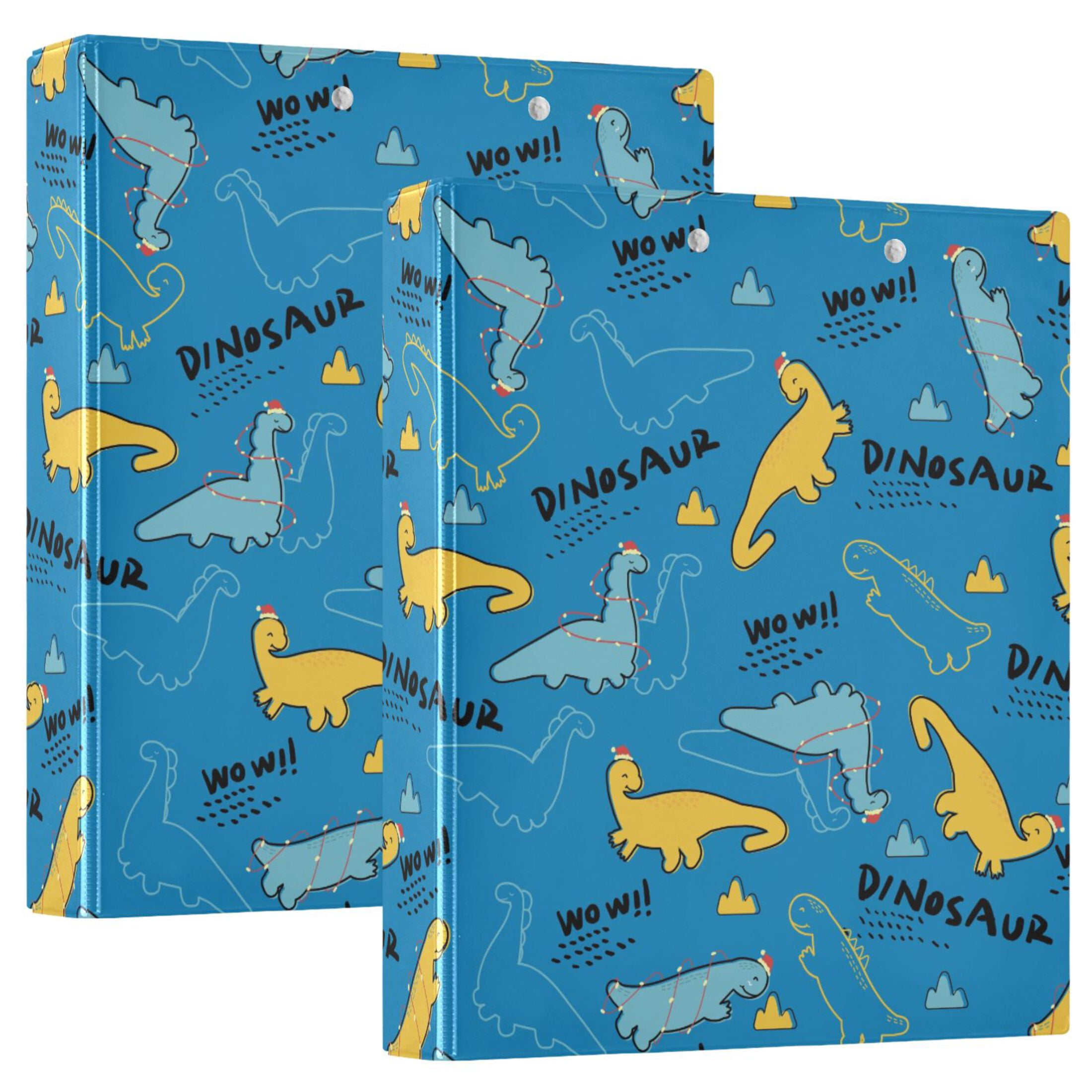 ALAZA Cartoon Dinosaurs Blue Hardcover 3 Ring Binder 1.5