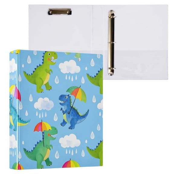 ALAZA Cartoon Dinosaurs Hardcover 3 Ring Binder 1.5" Round Rings Interior Pockets Binders Organizer 1 Pack
