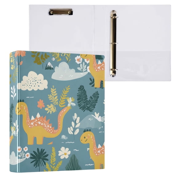 ALAZA Cartoon Dinosaurs Hardcover 3 Ring Binder 1.5" Round Rings Interior Pockets Binders Organizer 1 Pack