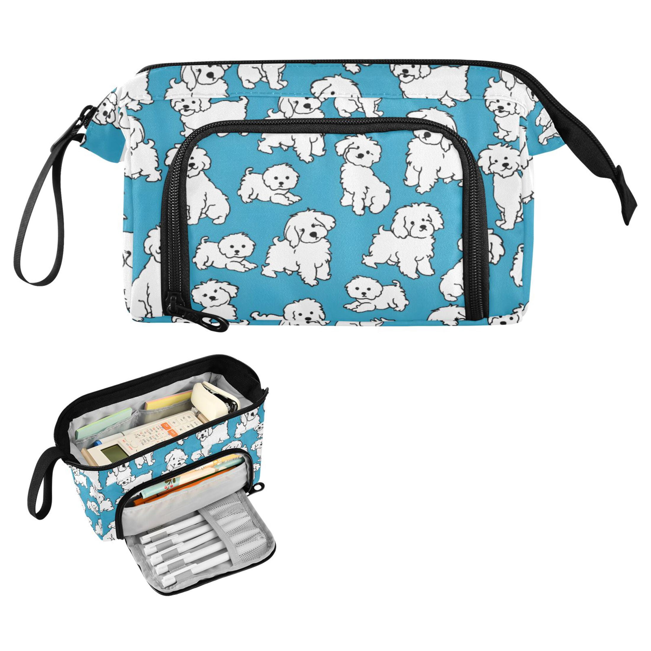 ALAZA Cartoon Dogs Blue Pencil Pouch Big Capacity Pencil Case Zipper ...