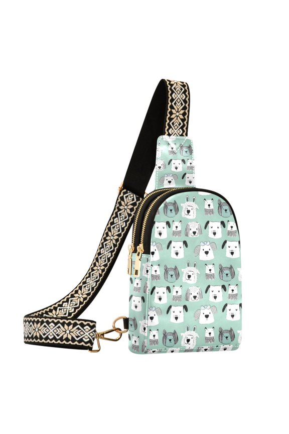 Cartoon Dogs Doodle-p1 Sling Bag for Women Men Waterproof Crossbody Chest Bags