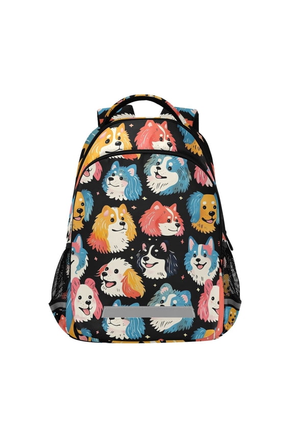 Cartoon Dogs Head Backpack Elementary School Bag Bookbag Travel Rucksack