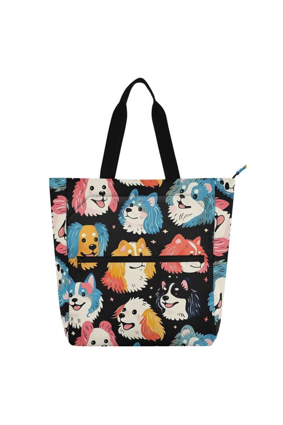 Cartoon Dogs Head School Book Bag Kids Tote Bags Handbag