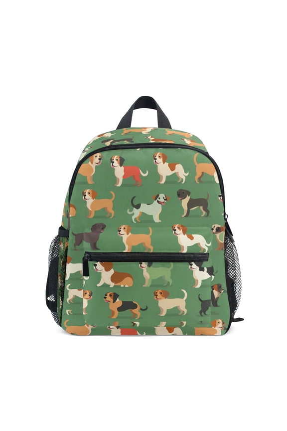 Cartoon Dogs on Green School Backpack Small Bookbag Mini Bags