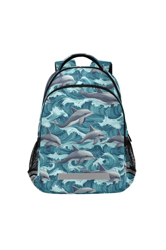Cartoon Dolphins-z1 Backpack Elementary School Bag Bookbag Travel Rucksack