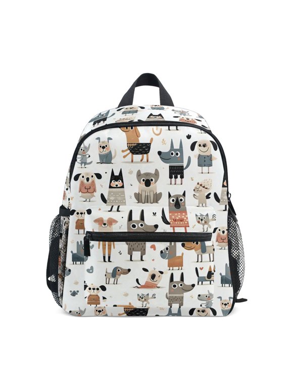 Cartoon Doodle Dogs Toddler Backpack for Preschool Kindergarten Kids Bags