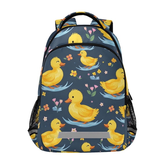 ALAZA Cartoon Duck Flowers Backpack Elementary School Bag Bookbag Travel Rucksack