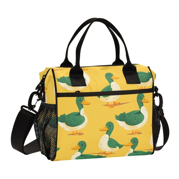 ALAZA Cartoon Duck Insulated Lunch Bag Reusable Tote Box Adjustable Shoulder Strap for Work Picnic