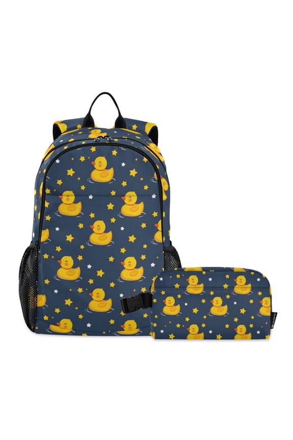Cartoon Duck Stars School Backpack Lunch Box Set Student Bookbag
