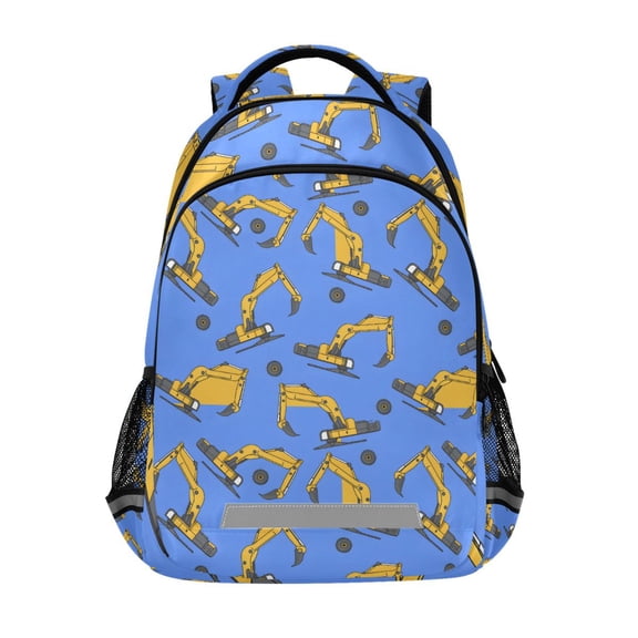 ALAZA Cartoon Excavator Trucks Backpack Elementary School Bag Bookbag Travel Rucksack