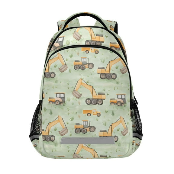 ALAZA Cartoon Excavator Trucks Backpack Elementary School Bag Bookbag Travel Rucksack