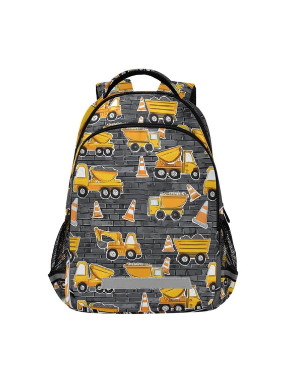 Cartoon Excavator Trucks-h1 Backpack Elementary School Bag Bookbag Travel Rucksack