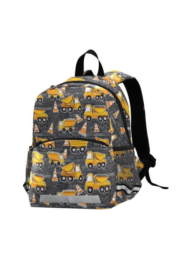 Cartoon Excavator Trucks-h1 School Backpack Elementary Student Bookbag