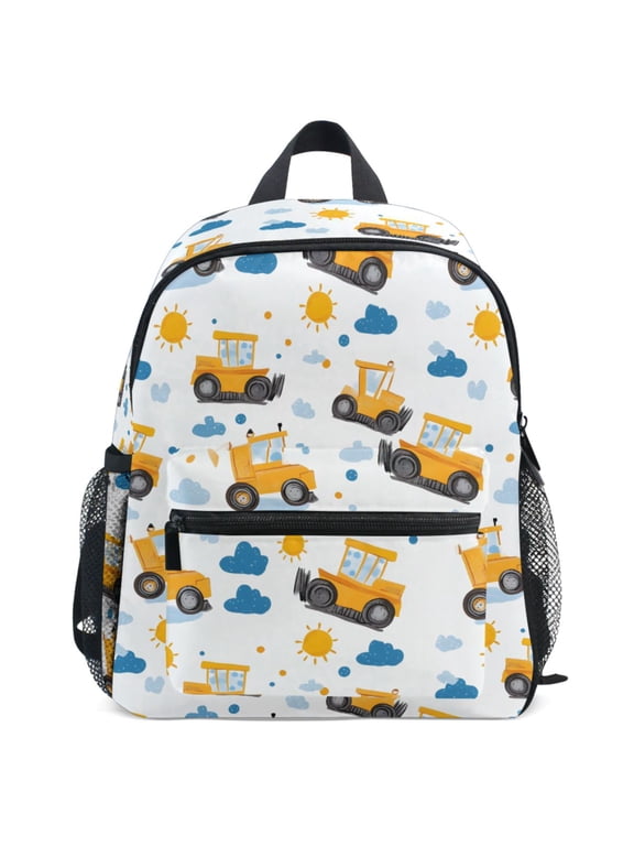 Cartoon Excavator Trucks-h5 Pattern Kids Backpack for Preschool Kindergarten Toddler Bags