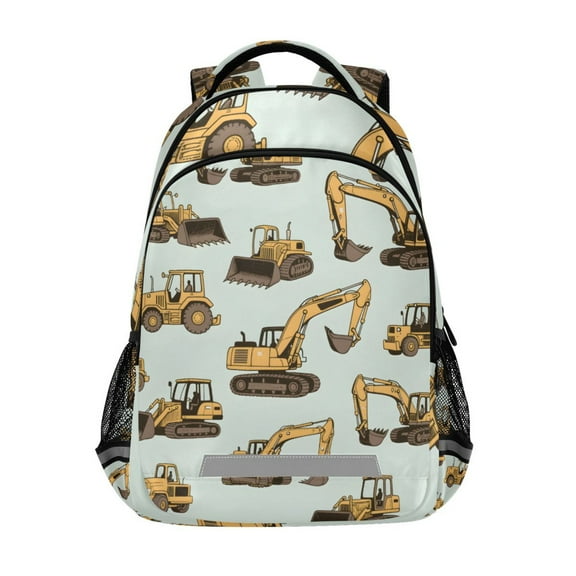 ALAZA Cartoon Excavator Vehicle Backpack Elementary School Bag Bookbag Travel Rucksack