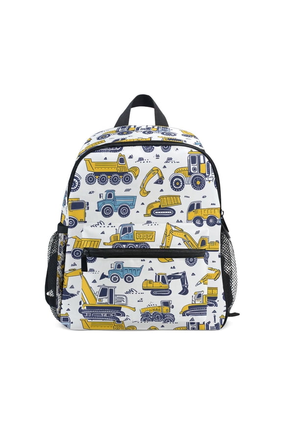 Cartoon Excavator and Trucks School Backpack Small Bookbag Mini Bags