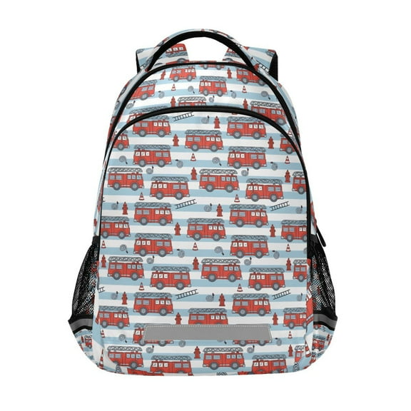 ALAZA Cartoon Fire Truck Backpack Elementary School Bag Bookbag Travel Rucksack
