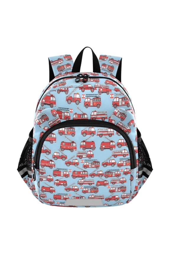 Cartoon Fire Truck Blue Mini Backpack School Bookbag Age 3-7 Small