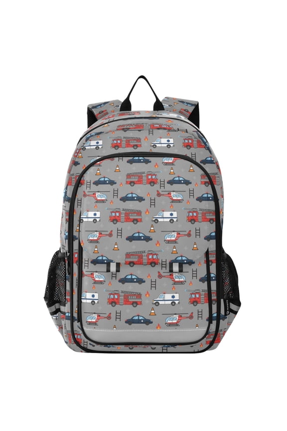 Cartoon Fire Truck Car School Laptop Backpack Travel Bag Casual Student Bookbag Rucksack