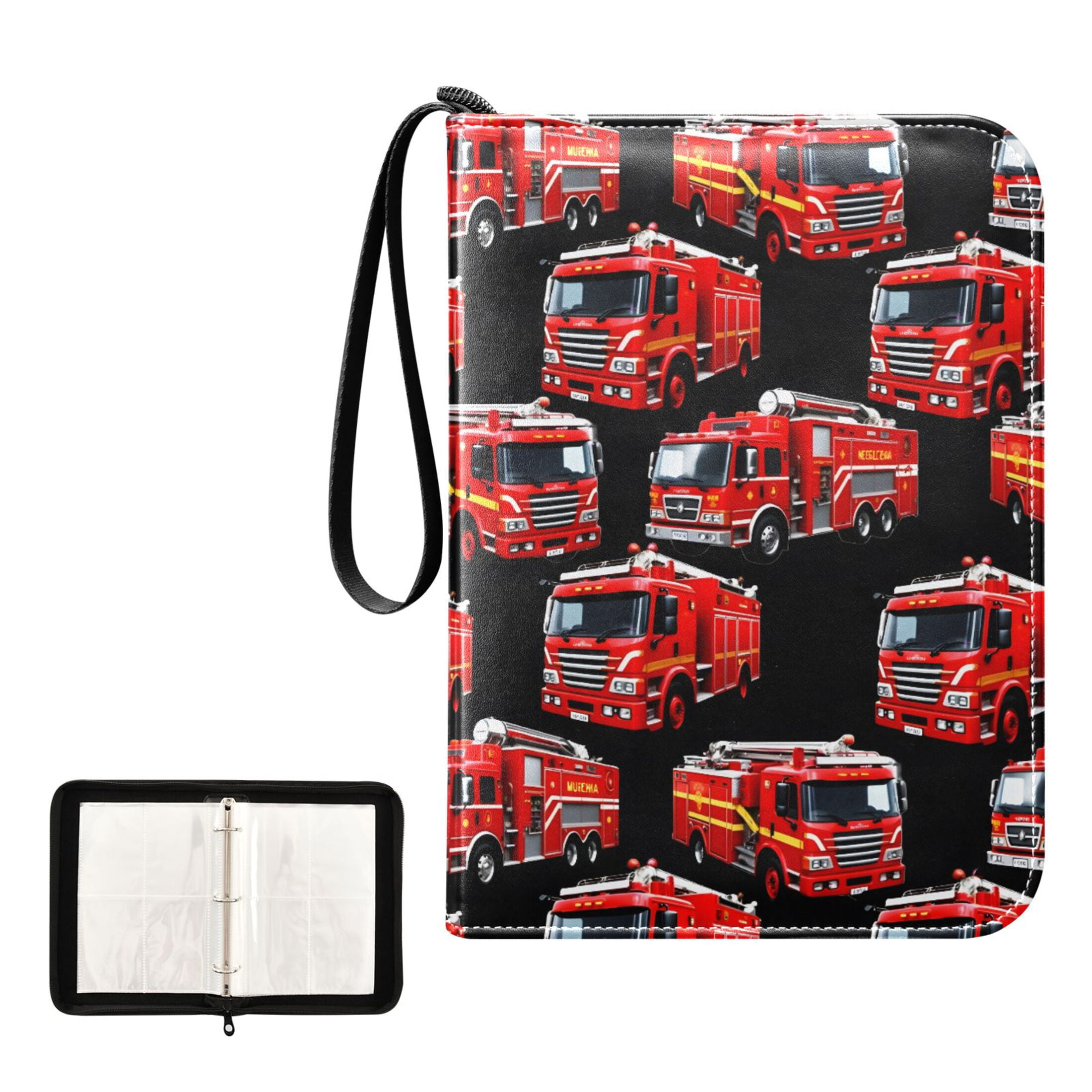ALAZA Cartoon Fire Truck Cute Trading Card Binder 4 Pocket Cards Collection Album 400 Folder Holder