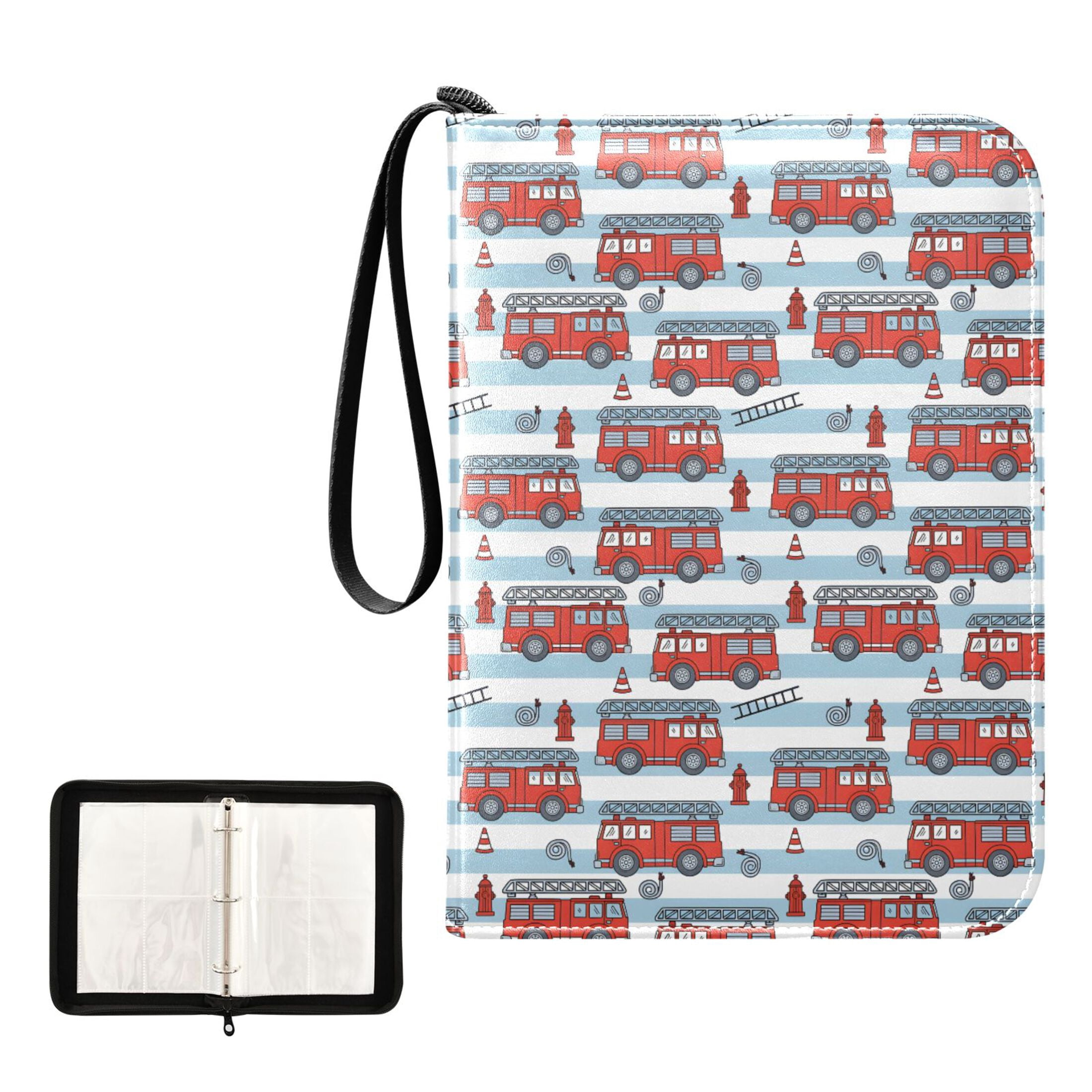 ALAZA Cartoon Fire Truck Trading Card Binder 4 Pocket Cards Collection Album 400 Folder Holder