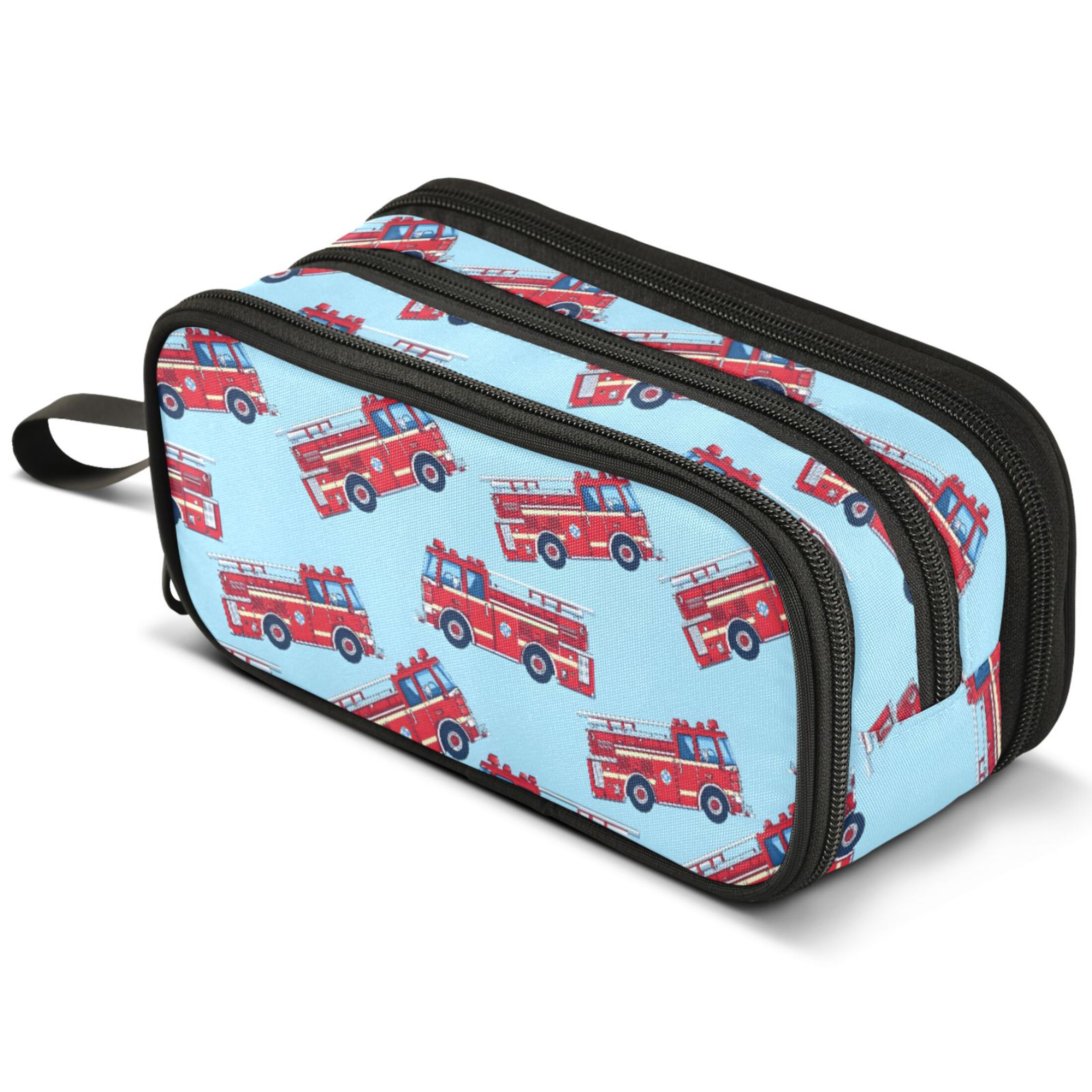 ALAZA Cartoon Fire Trucks Pencil Case Bag Large 3 Compartment Pen Pouch ALAZA Cartoon Fire Trucks Pencil Case Bag Large 3 Compartment Pen Pouch