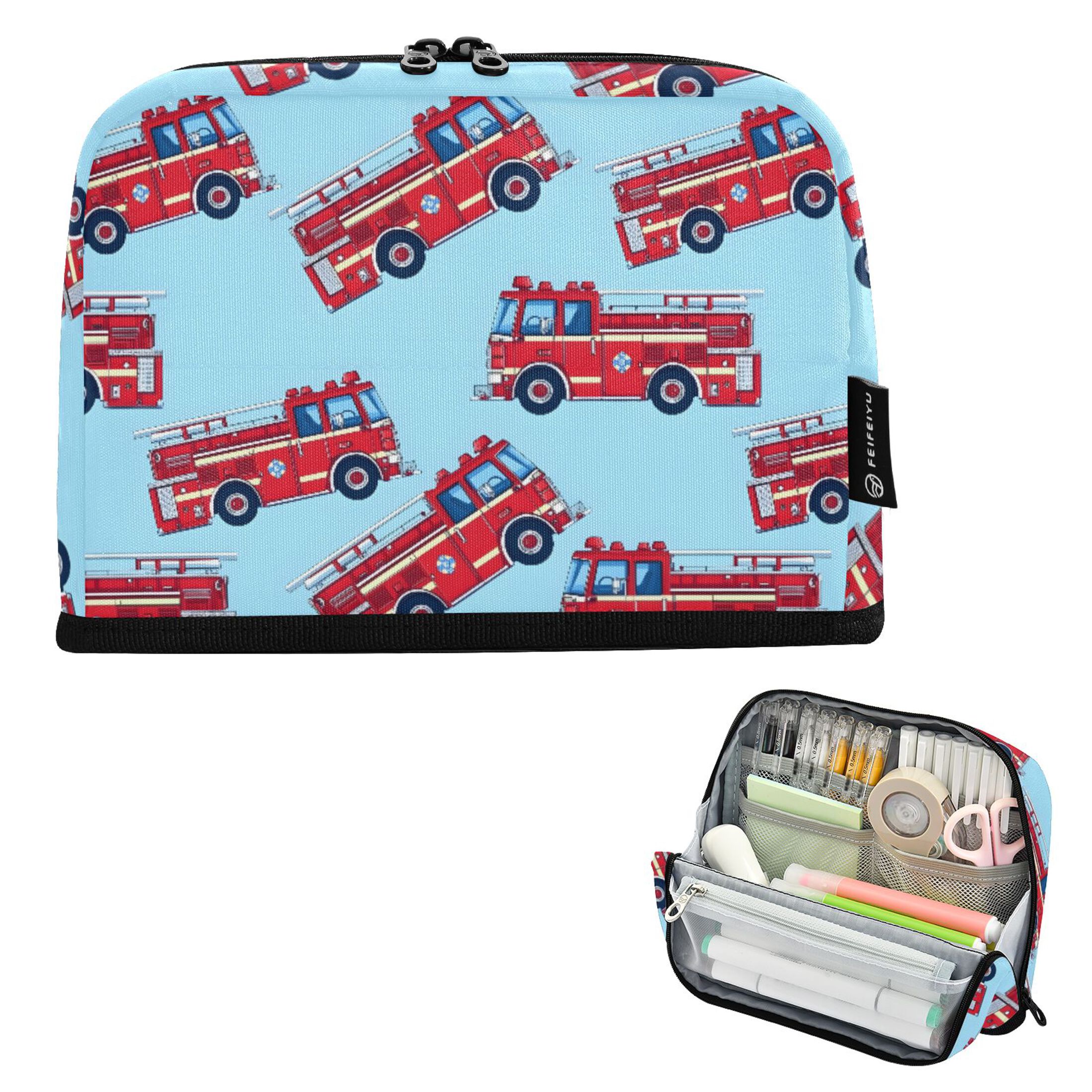 ALAZA Cartoon Fire Trucks Pencil Case Pen Pouch Bag Large Capacity ALAZA Cartoon Fire Trucks Pencil Case Pen Pouch Bag Large Capacity